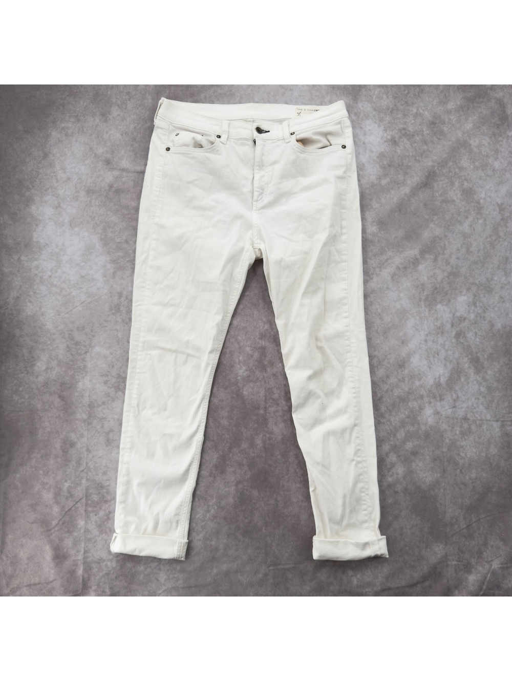 Rag & Bone White Denim Jeans Size 32 High Rise Slim Leg USA Made